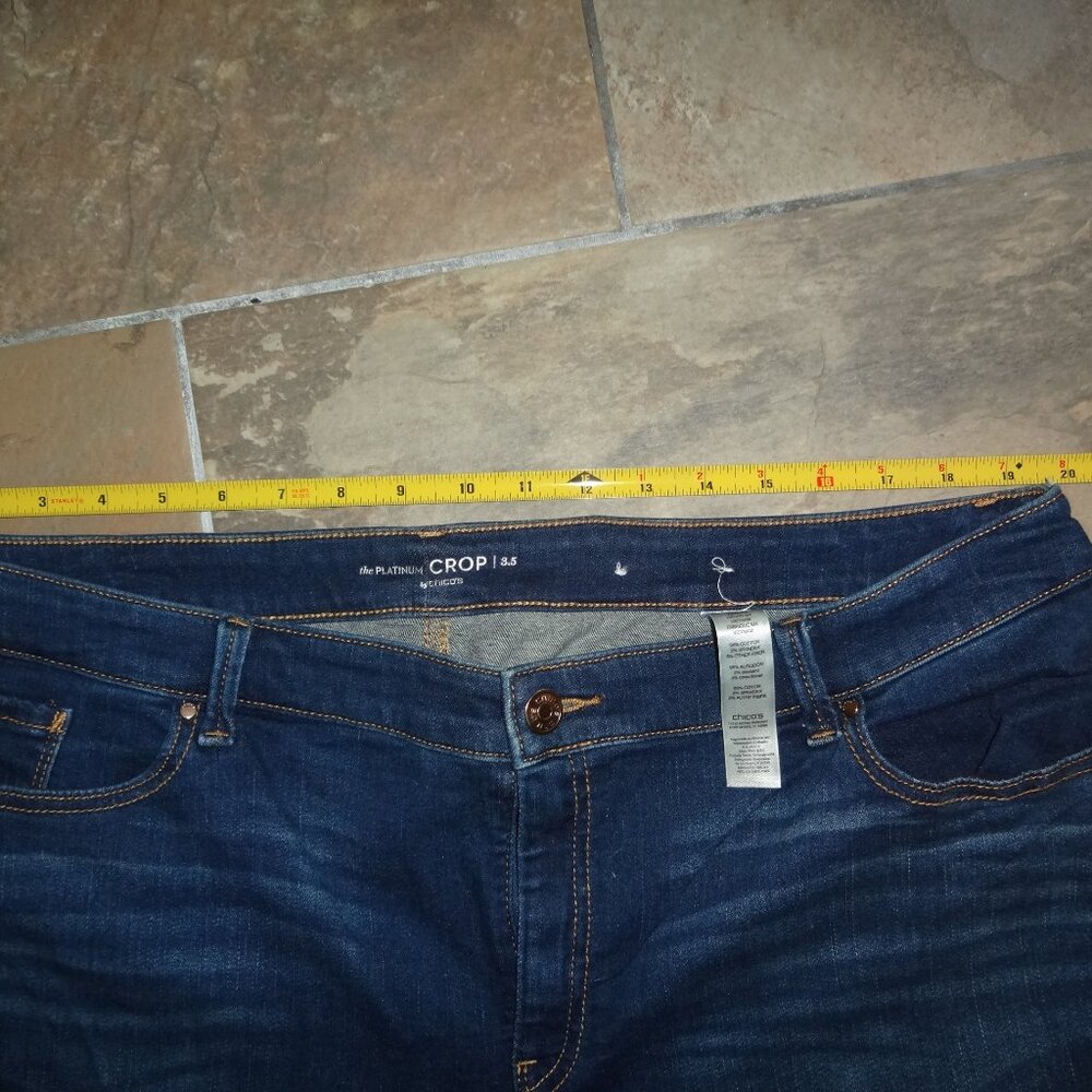 CHICOS 3.5 18 PLATINUM Jeans Womens Blue Denim Crop 95 Cotton - Picture 11 of 14